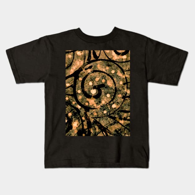 bleach art tie dye black and brown Kids T-Shirt by FLOWING COLORS